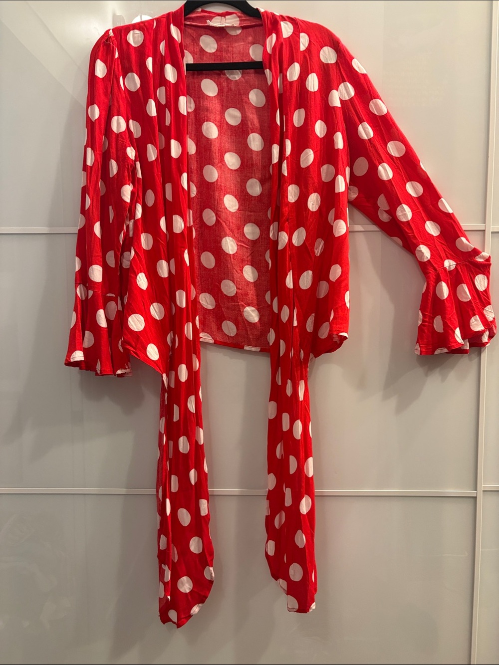 Xix Palms Red Polka Dot Lightweight wrap shirt
